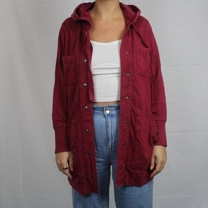 soft hooded button up jacket
